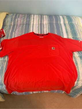 Carhartt Men's Bright Red/Orange Short Sleeve Pocket Tee